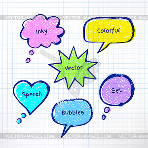 Inky colorful bubble-talks - vector image