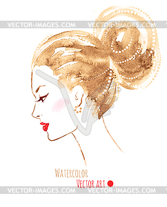 Watercolor girl - vector clipart