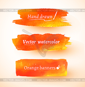 Orange watercolor banners - vector clip art