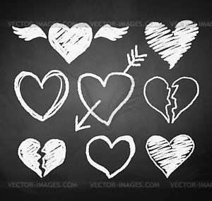 Chalked hearts - vector clip art