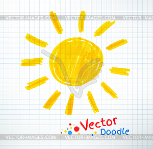 Childlike drawing of sun - vector image