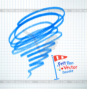 Фломастером по-детски рисунок урагана - стоковый клипарт