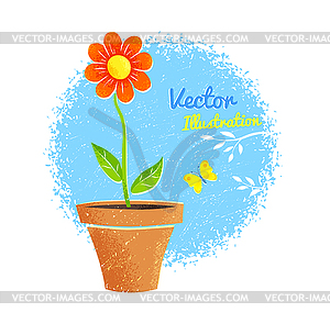 Flower in pot - vector clipart