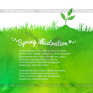 Background with growing sprout - vector clip art