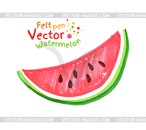 Child drawing of watermelon - color vector clipart