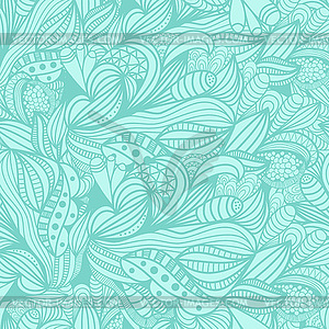 Seamless pattern with abstract blue floral elements - vector clip art