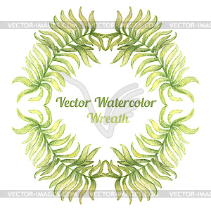 Watercolor wreath with palm tree branches - vector image