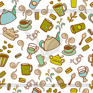 Tea and coffee seamless background - vector clipart