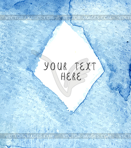 Абстрактный синяя рамка на текстурированной акварельной бумаге - цветной векторный клипарт
