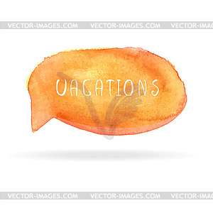 Orange watercolor blank speech bubble watercolor - royalty-free vector image