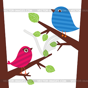 Backgrounds with couple of owls on branch - vector image