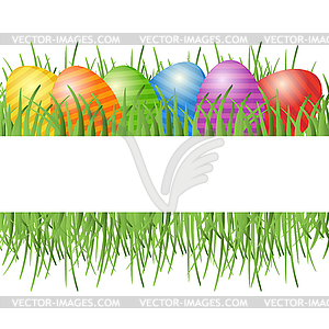 Easter card with eggs on green grass - vector clip art