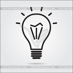 Light bulb logo icon drawn in manual - vector clipart