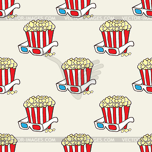 Seamless pattern with doodle pop corn baskets and - stock vector clipart