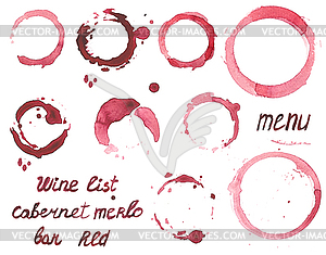 Set of watercolor painted wine stains - vector clip art