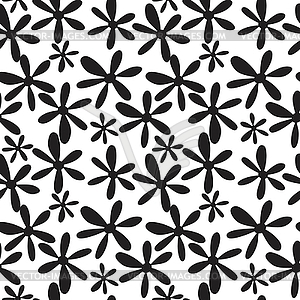 Seamless black and white branches and leaves - white & black vector clipart