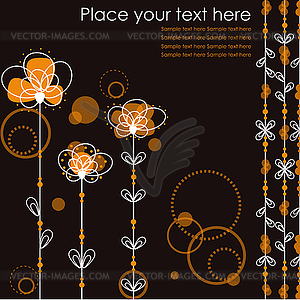 Orange flowers on a brown background - vector clipart