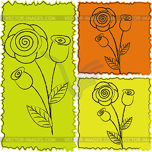 Three icons of roses - vector clip art