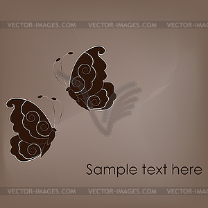 Две красивые бабочки на коричневом фоне - иллюстрация в векторе