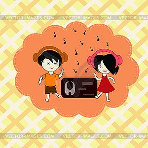 Dancing girl and the boy - vector clipart