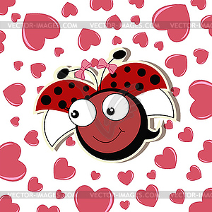 Pretty cute ladybug girl - vector image