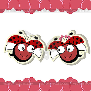 Two ladybugs in love - vector clipart