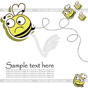 Postcard with a funny bees - royalty-free vector image