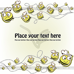 Postcard with a funny bees - vector clipart