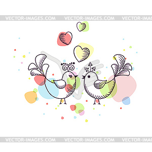 The outline of the birds on a white background - vector image