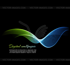 Shiny color waves over dark backgrounds - royalty-free vector clipart