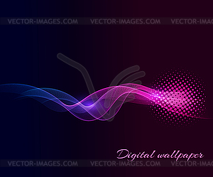 Shiny color waves over dark backgrounds - vector image