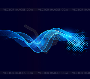 Блестящие цветные волны на темном фоне - векторное изображение клипарта