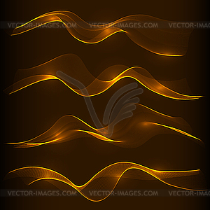 Shiny color waves over dark backgrounds - vector image