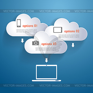 Network clouds with infographic elements and icons - vector clipart