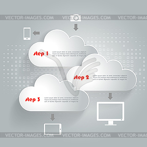 Сетевые облака с инфографики элементов и значков - векторное изображение клипарта