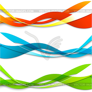 Set of abstract color wavy lines - vector clipart