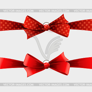 Red polka dot bow and ribbon - royalty-free vector image