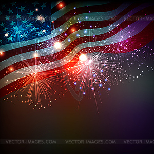 Fireworks background for 4th of July - vector image