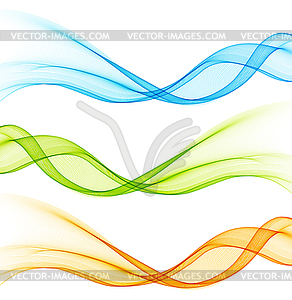 Set of color curve lines design element - color vector clipart