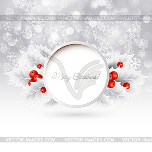 Christmas background with holly - vector clipart