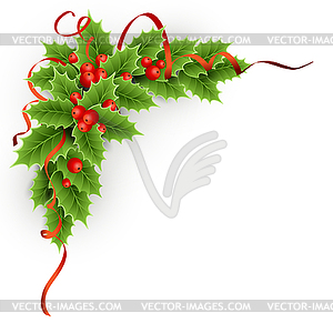 Christmas holly with berries - vector clipart / vector image