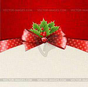 Christmas decoration with holly leaves - vector image