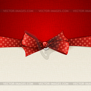 Holiday background with red polka dots bow - vector clipart