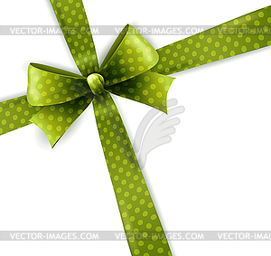 Green polka dots bow - vector image