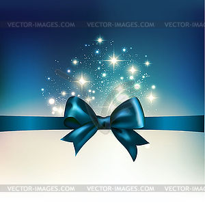 Abstract Christmas light background with ribbon - vector clip art