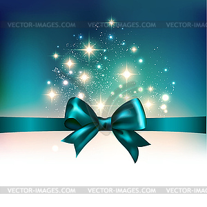 Abstract Christmas light background with ribbon - vector clipart