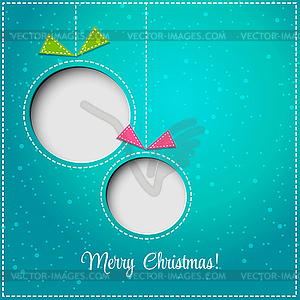 Merry Christmas greeting card with bauble. Paper - vector image