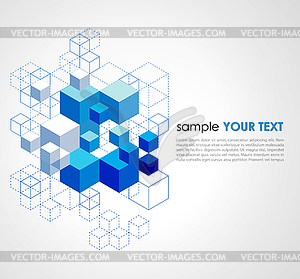 Abstract blue cubes background - vector clipart