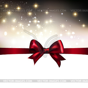 Abstract Christmas light background with ribbon - vector image