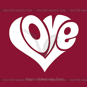 Valentines Card with love lettering - stock vector clipart